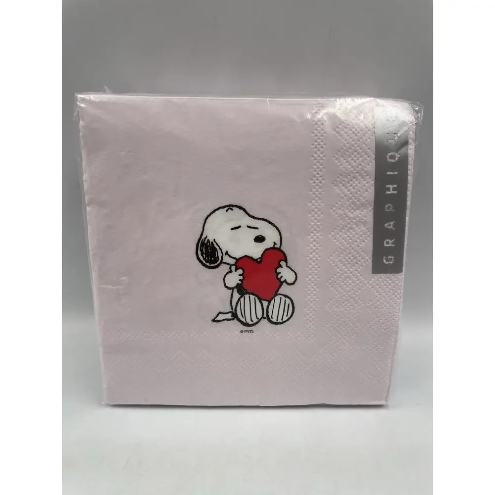 Peanuts Snoopy Valentines Day Pink Heart Love Party Napkins 40ct NEW Sealed